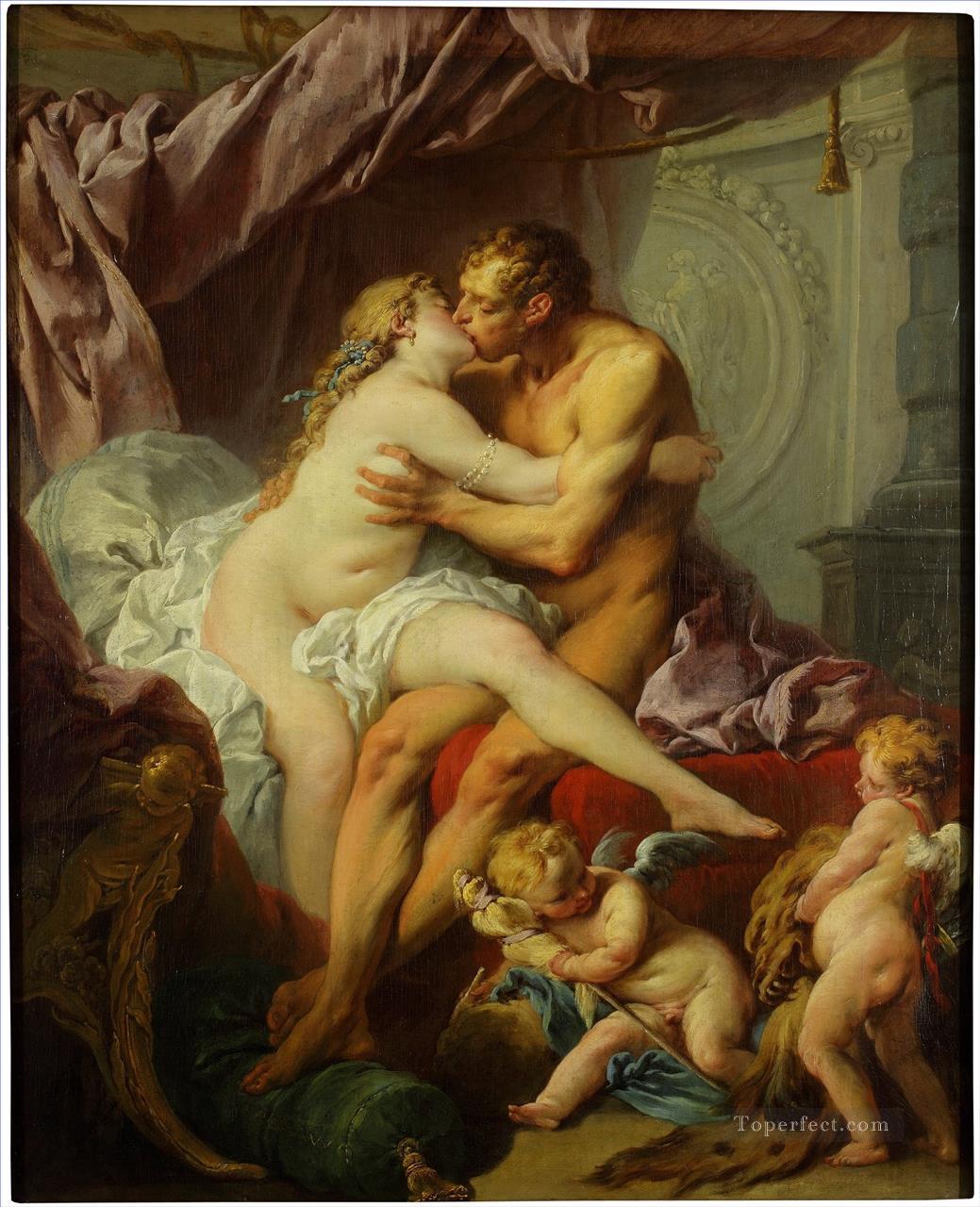 Hercules and Omfala dark Francois Boucher Classic nude Oil Paintings